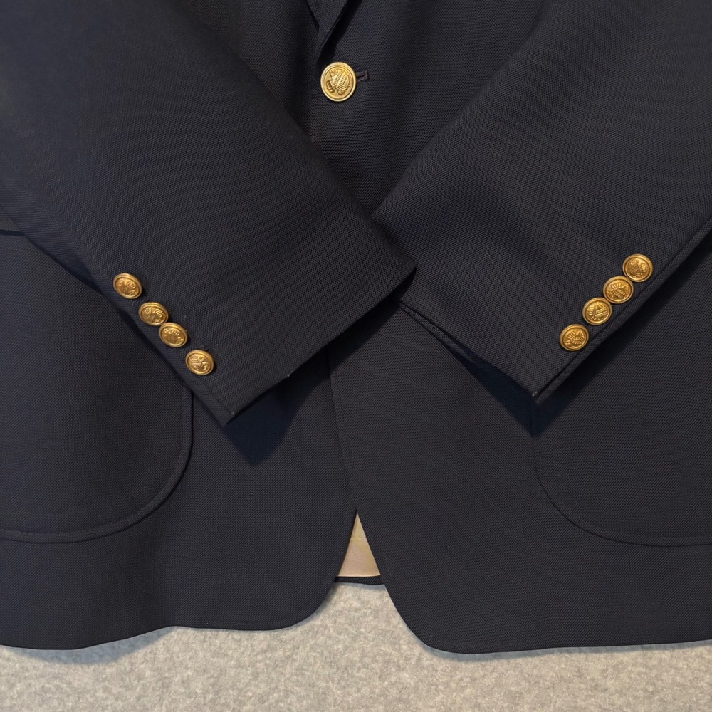 New Castle & York Men's 42L Blazer Navy Blue Gold Crest Buttons USA Vintage 90s - Picture 2 of 8